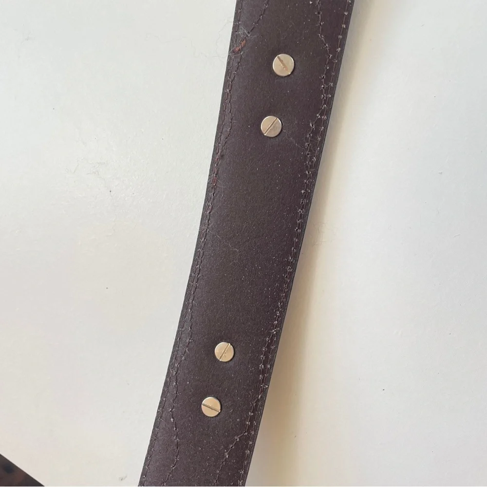 Blue Mountain NWOT Brown Leather Overlay Silver Concho Belt Western Small